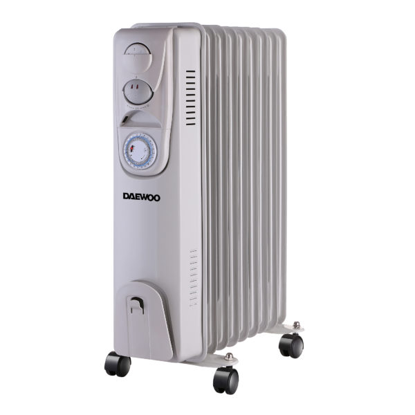 Neuf daewoo 2500W radiateur à bain d'huile radiateur avec thermostat & 24H timer-blanc 